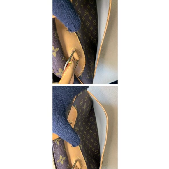 Louis Vuitton LV Logo Deauville HandBag Monogram Leather Brown Tote Purse EUC - Picture 8 of 15